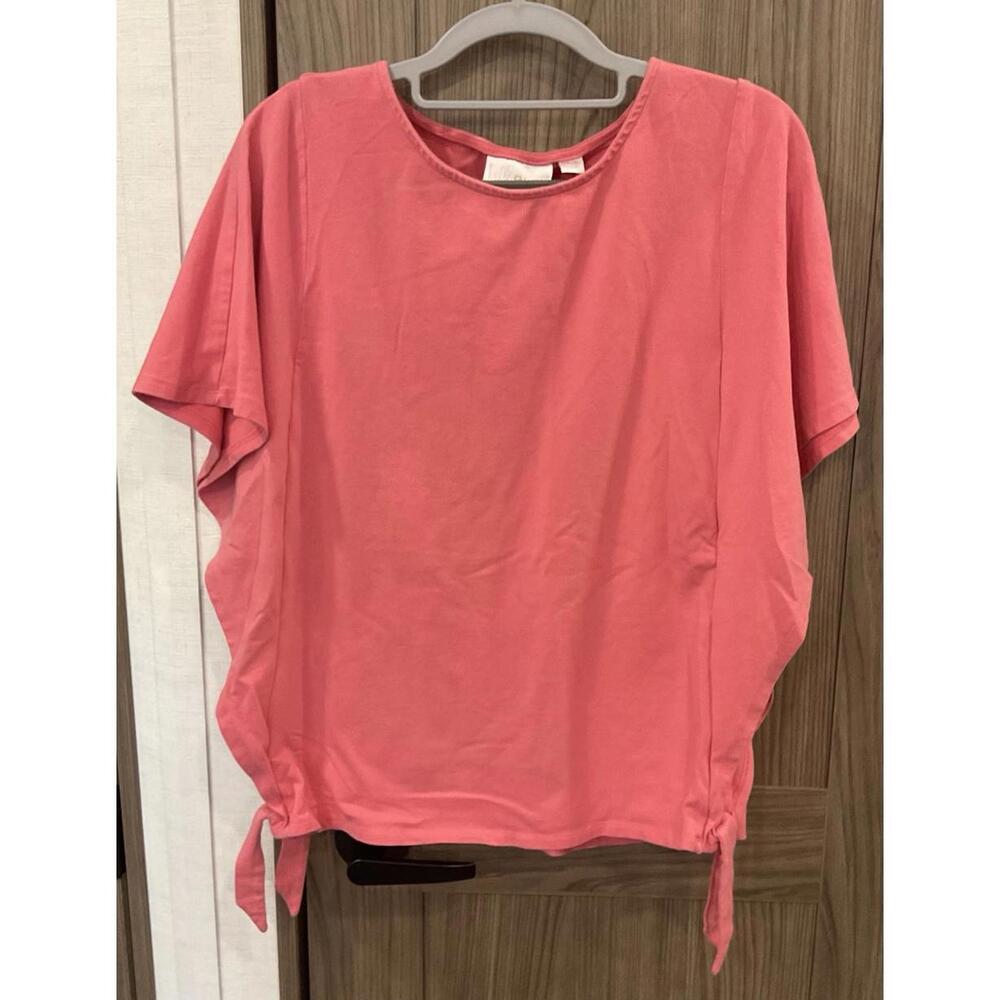 Belle Kim Gravel Womens Pink Bat Wing Sides Blouse Size S